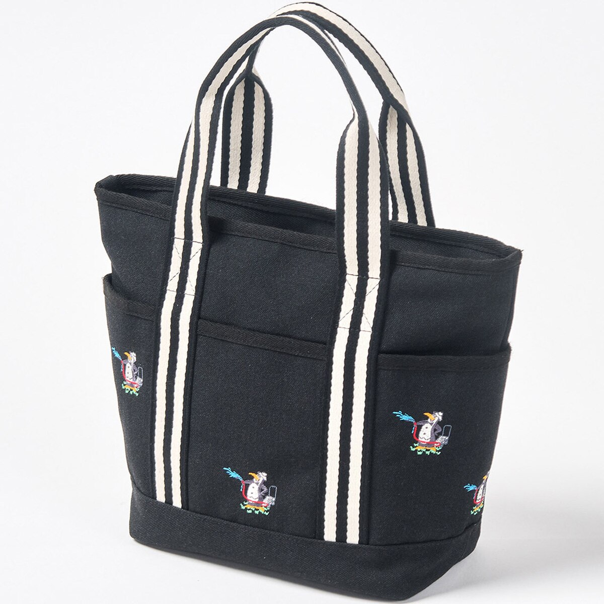 グリーンキーパーペンギンデザイン 刺繍飛び柄 カートバッグ(ラウンド