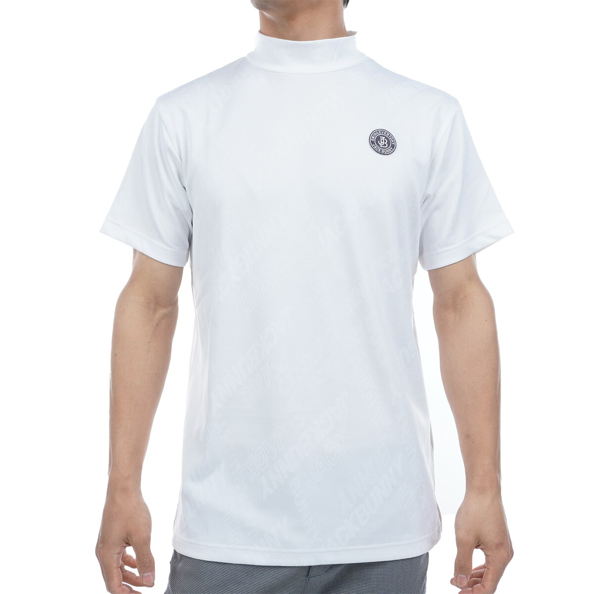 セール・アウトレット】ロゴジャカード モックネック半袖シャツ(半袖