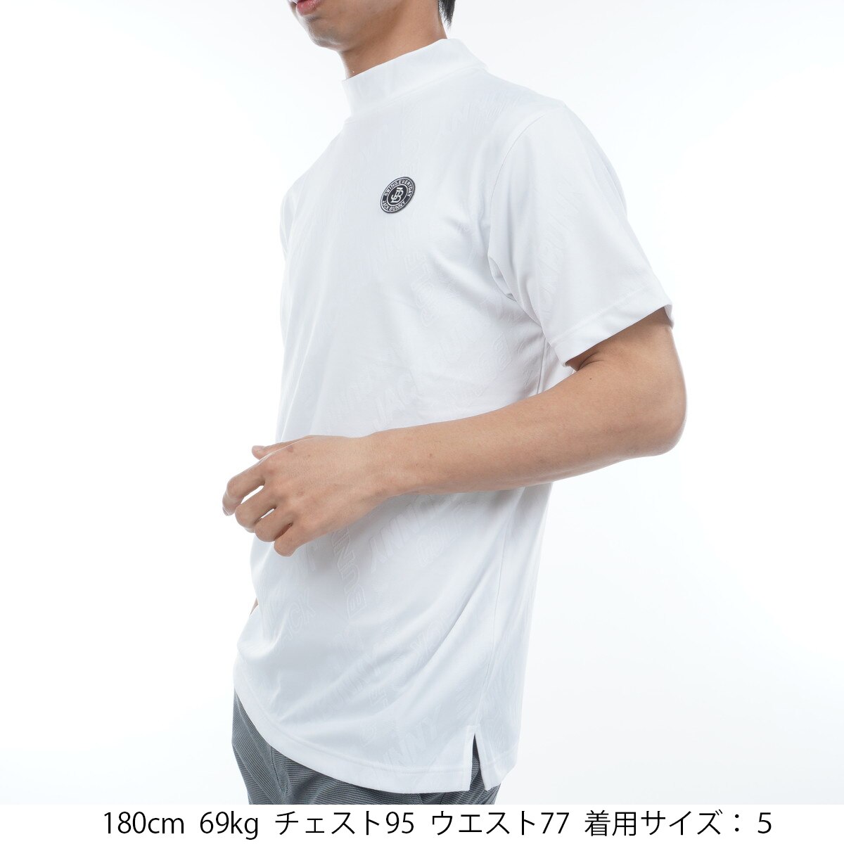 セール・アウトレット】ロゴジャカード モックネック半袖シャツ(半袖