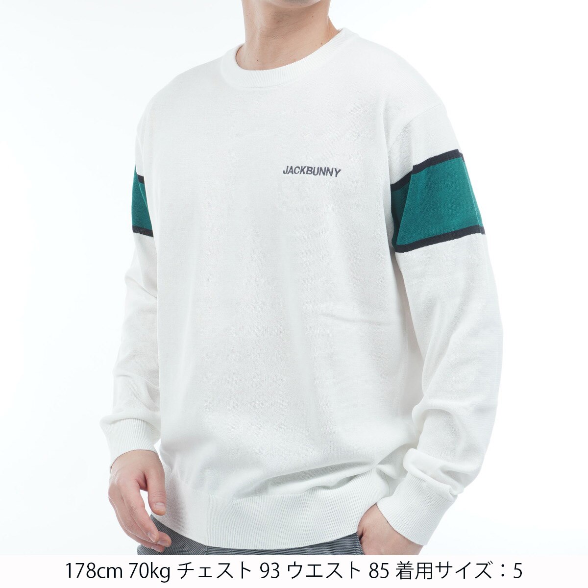 【新品タグ付】ジャックバニー　メンズ　Ｍ　天竺　セーター　ゴルフウェア　サイズ４ 天竺プルオーバーセーター(中間着(セーター、トレーナー))|Jack