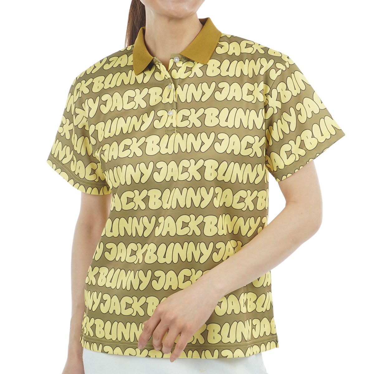 即決】JACK BUNNY ジャックバニー 半袖 ポロシャツ ドラミ 総柄