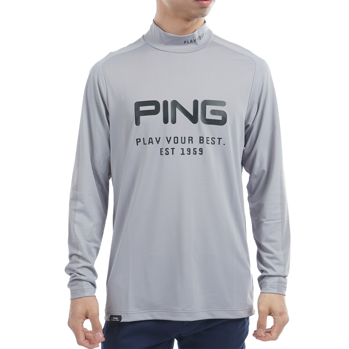 メッシュジャカード 長袖ハイネックシャツ(長袖シャツ