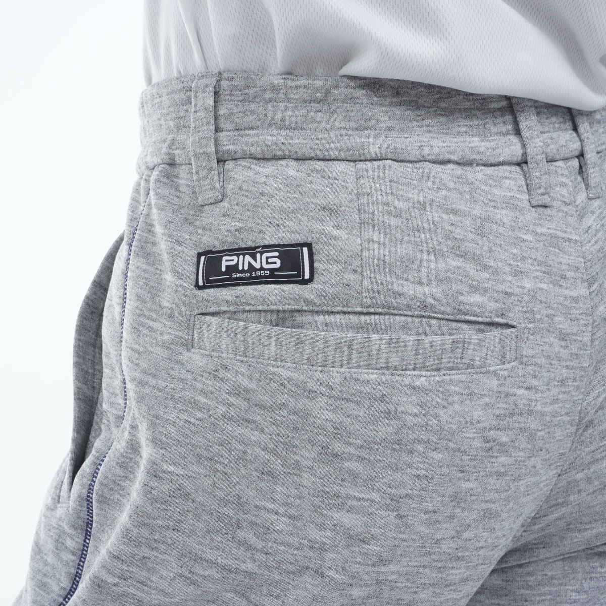★美品 Lサイズ★ PING パンツ GOLF ゴルフ ロゴ総柄 裏起毛 グレー ドライミックス 裏毛 テーパードパンツ(ロングパンツ)|PING(ピン