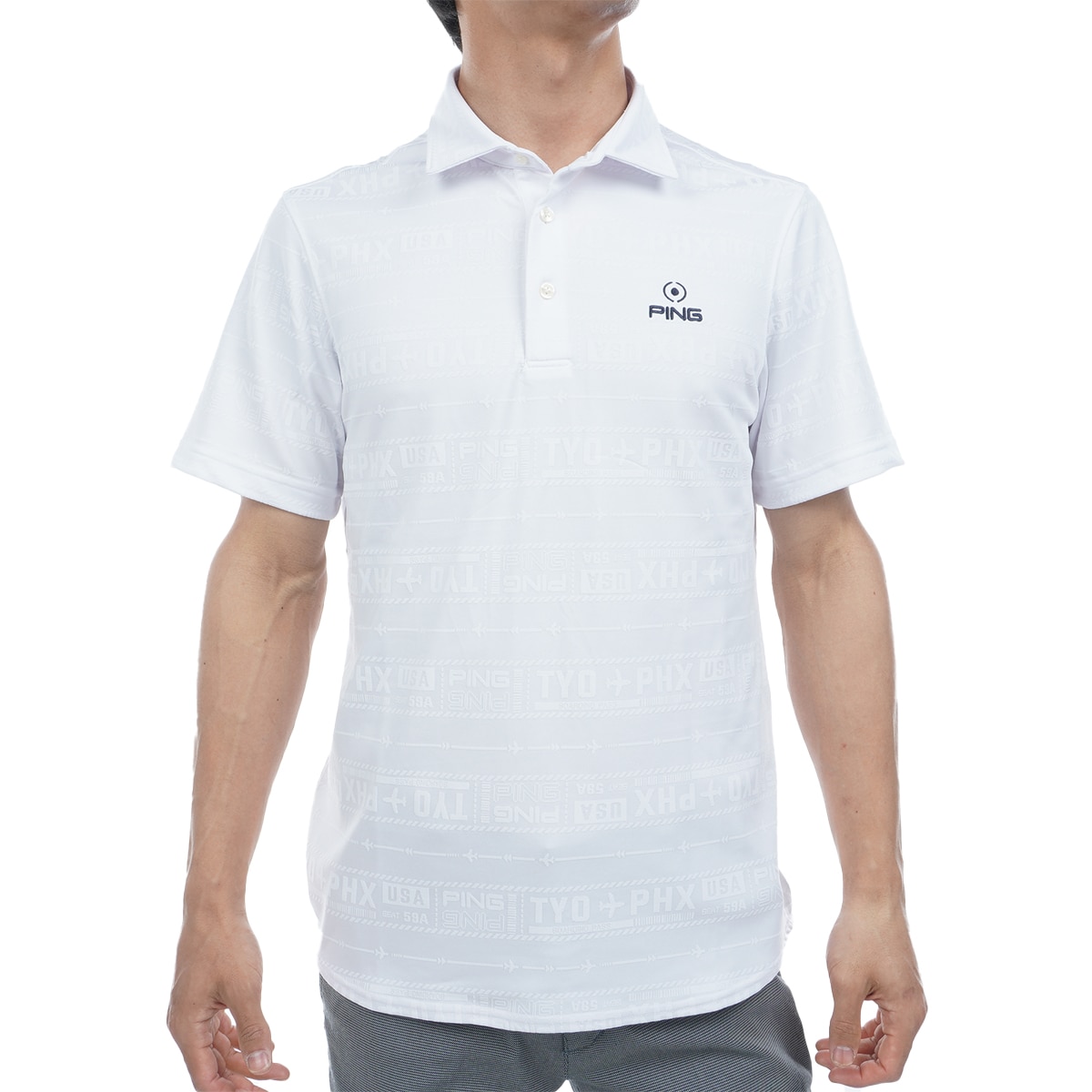 チケット柄 ジャカード 半袖ポロシャツ(半袖シャツ・ポロシャツ)|PING