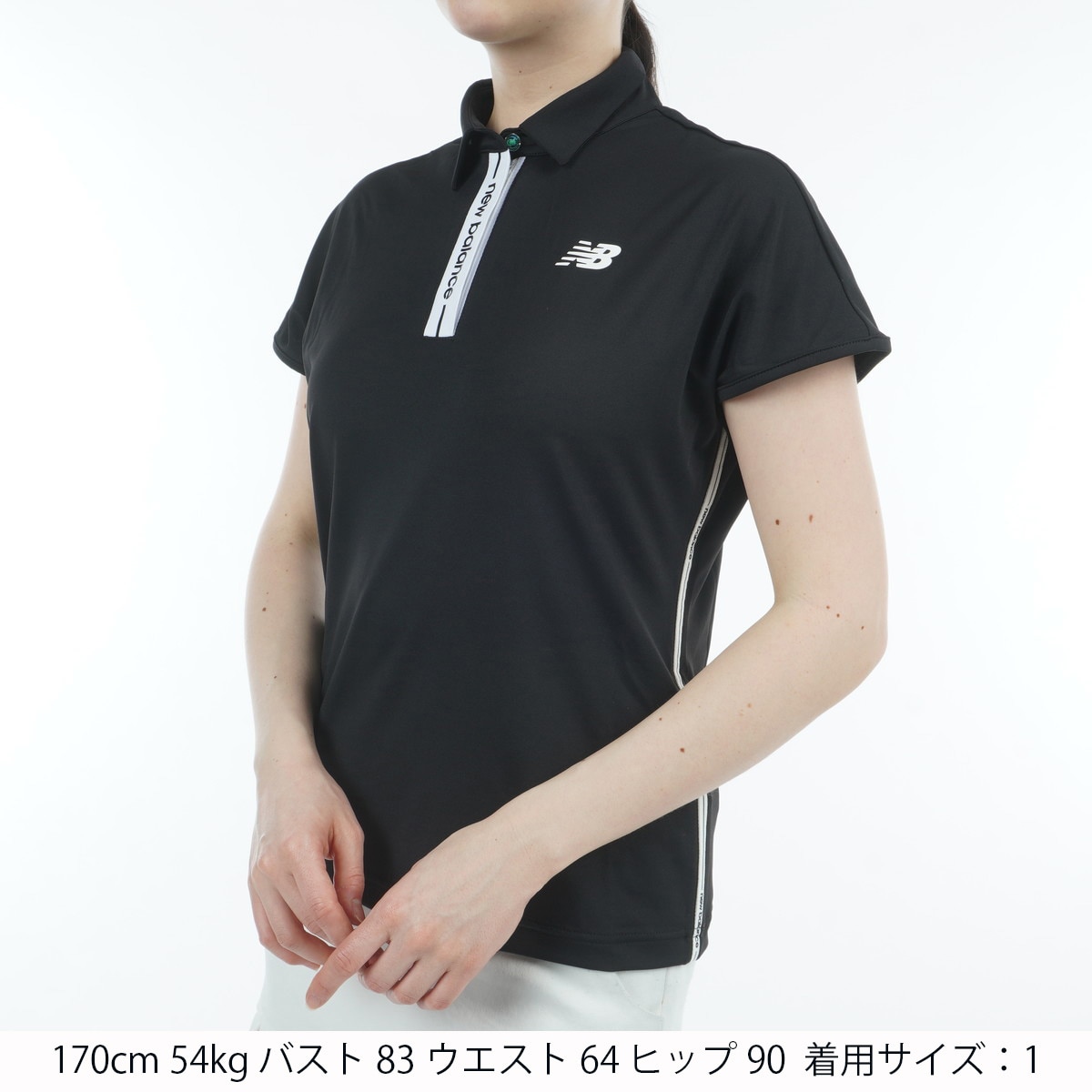 アウトレット】ハーフジップ フレンチスリーブ共衿ポロシャツ レディス