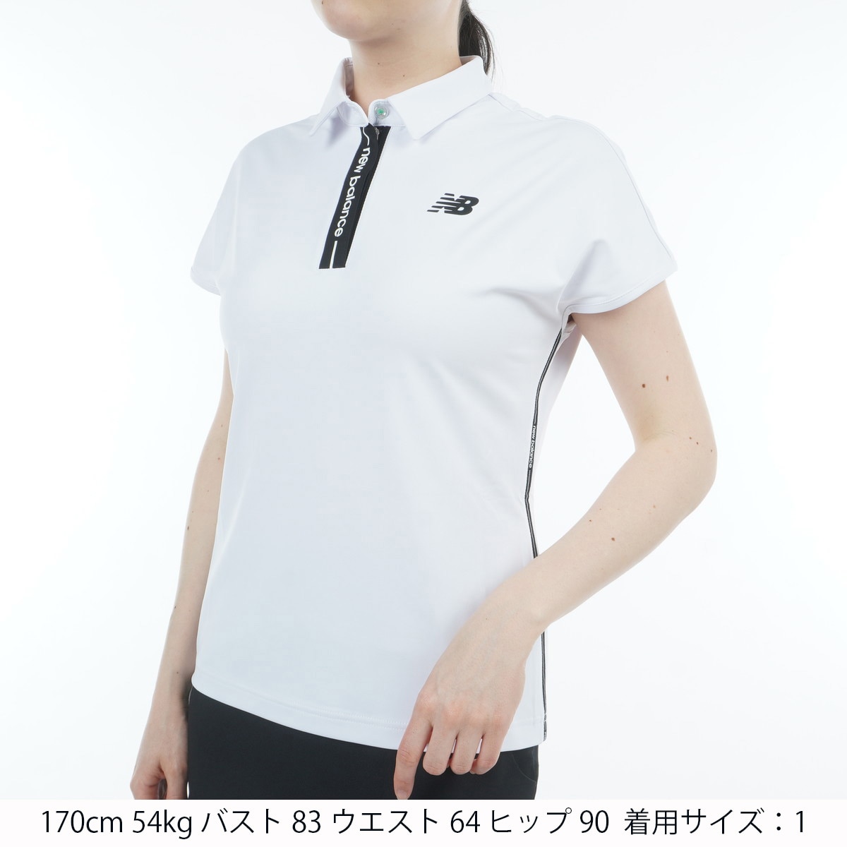 アウトレット】ハーフジップ フレンチスリーブ共衿ポロシャツ レディス