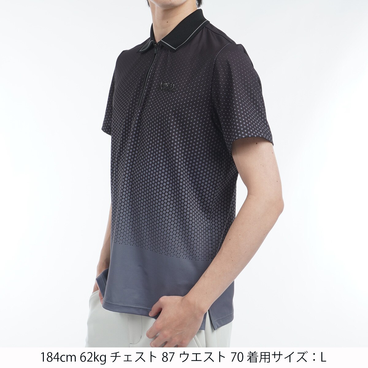 アドミラル　Admiral　ストレッチ ドットグラデーション ハーフジップ半袖ポロシャツ セール・アウトレット】ストレッチ ドットグラデーション ハーフジップ