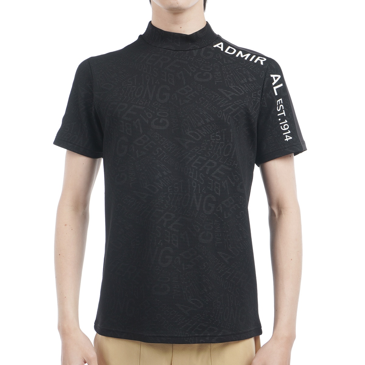 セール・アウトレット】ストレッチ ジオメタリックロゴ モックネック