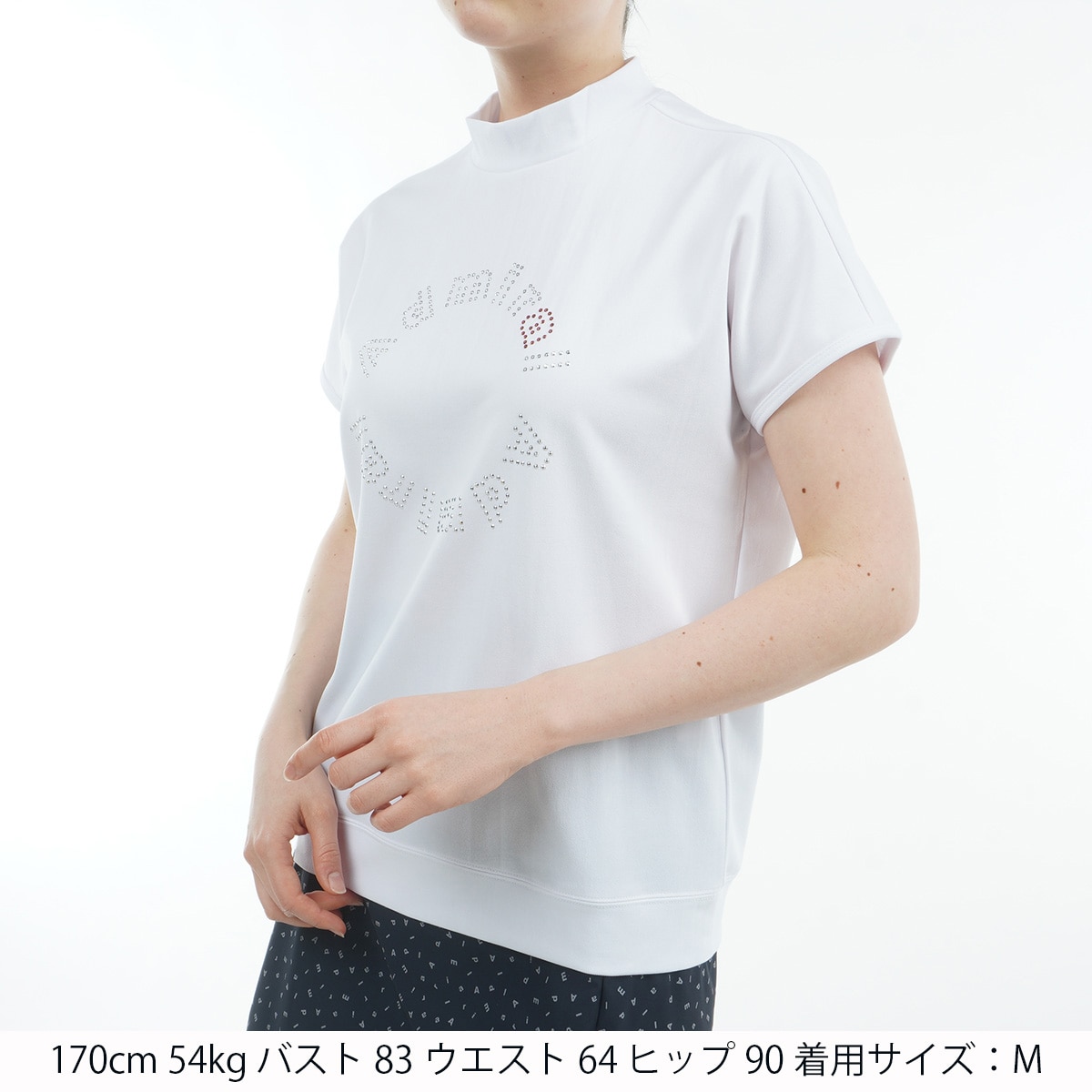 セール・アウトレット】ストレッチ メタリックロゴ 鹿の子半袖モック