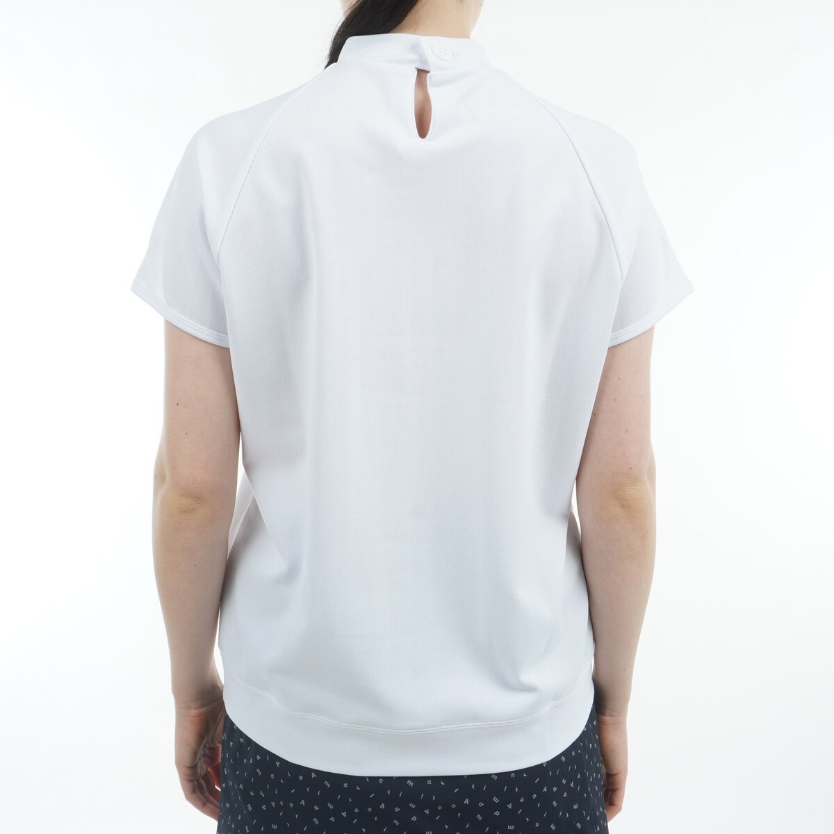 セール・アウトレット】ストレッチ メタリックロゴ 鹿の子半袖モック