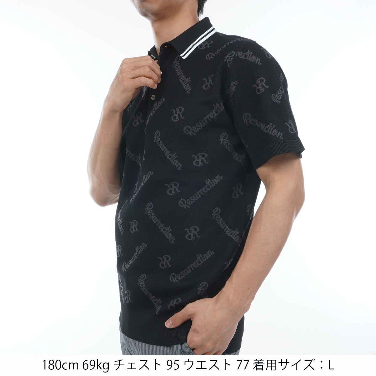 セール・アウトレット】モノグラムニット半袖ポロシャツ(半袖シャツ