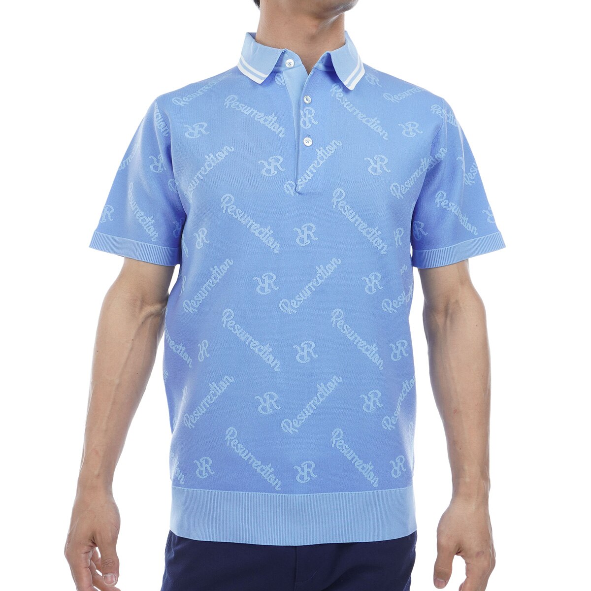 レザレクション　ポロシャツ　メンズ　青　ターコイズブルー M　ゴルフ　シャツ POLO SHIRTS - Resurrection レザレクション オフィシャルサイト