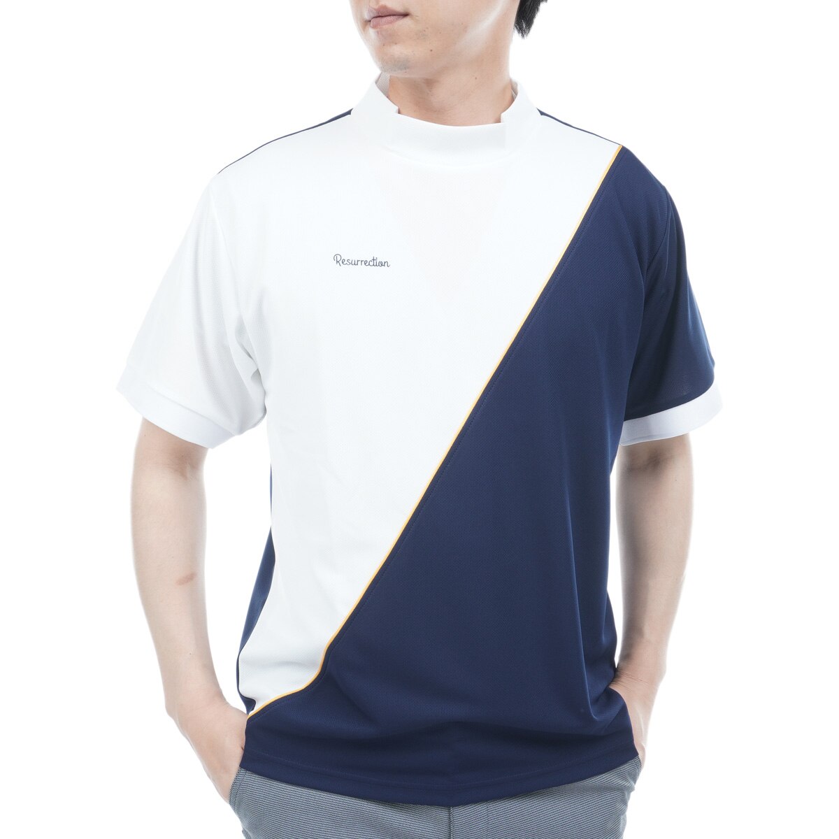 セール・アウトレット】ストレッチ スイッチング モックネック半袖