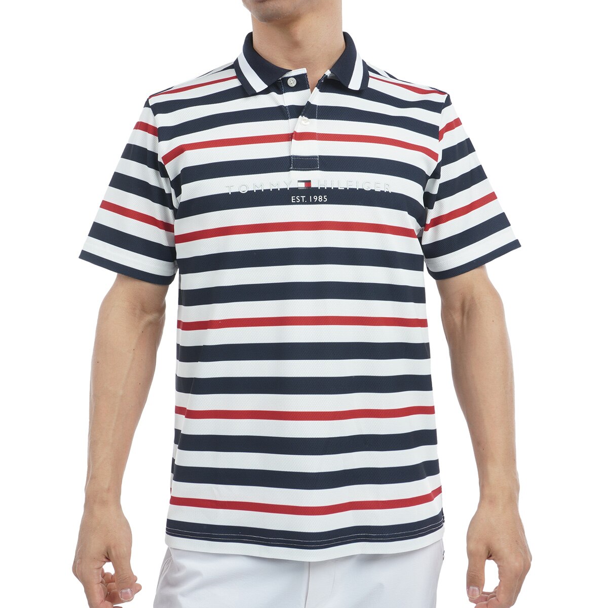 古着 トミーヒルフィガー   マルチボーダー 半袖 ボーダー ポロシャツ メンズS相当 /eaa543063 TOMMY HILFIGER 古着 トミーヒルフィガー マルチボーダー 半袖