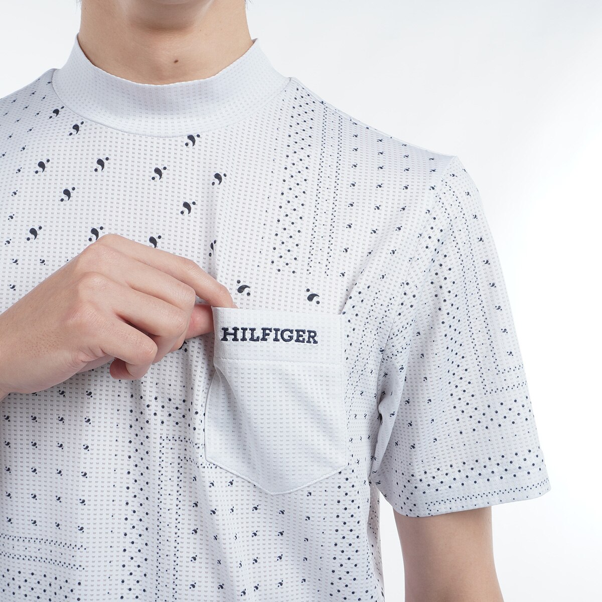 セール・アウトレット】バンダナプリント モックネック半袖シャツ(半袖