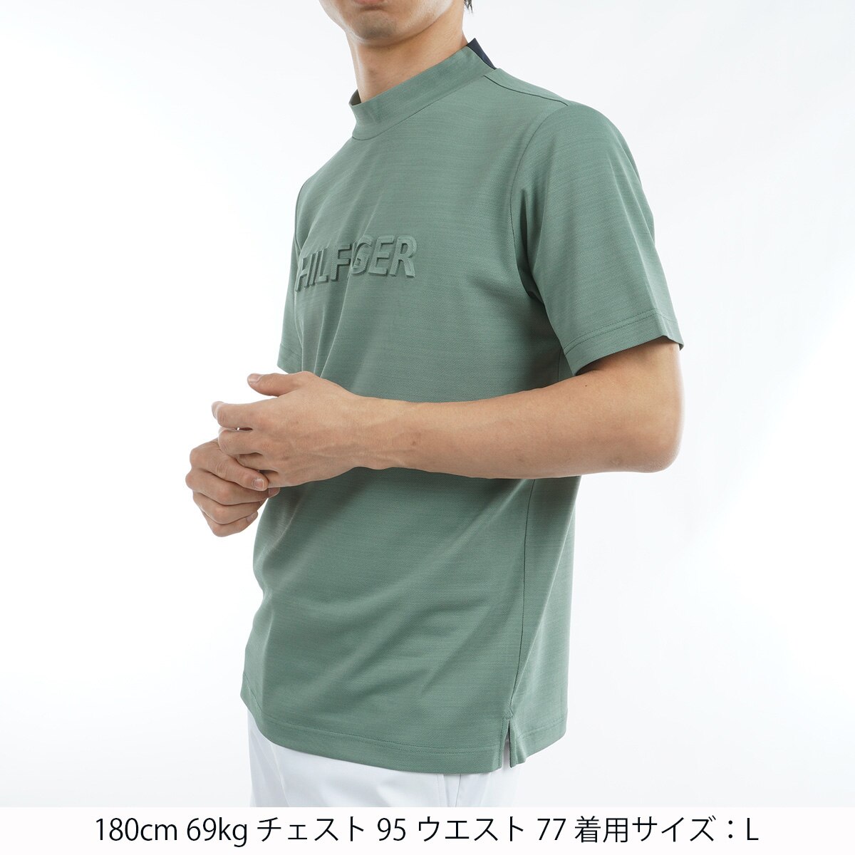 エンボスロゴ モックネック半袖シャツ(半袖シャツ・ポロシャツ