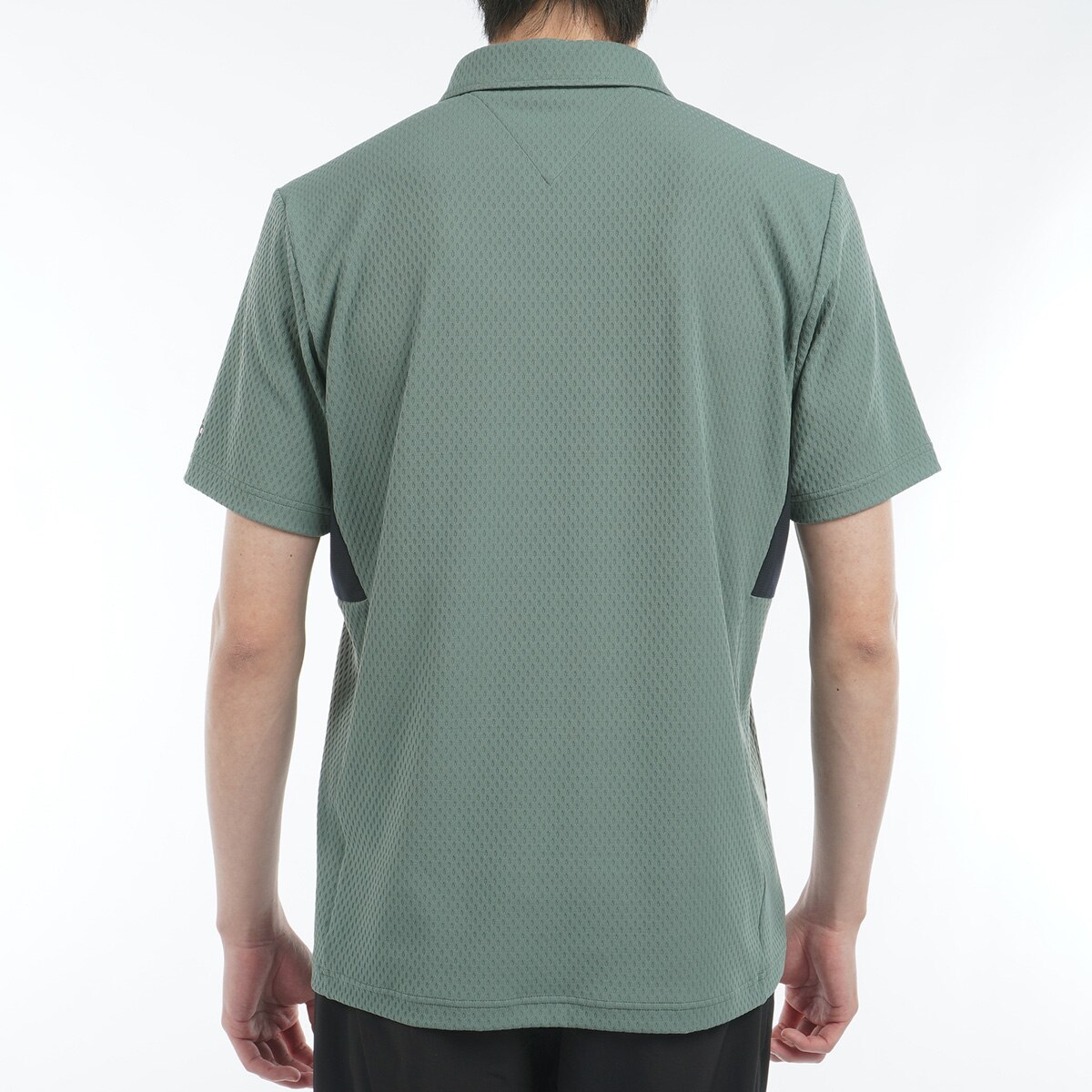ストレッチ リンクスジャガード ハーフジップ半袖ポロシャツ(半袖