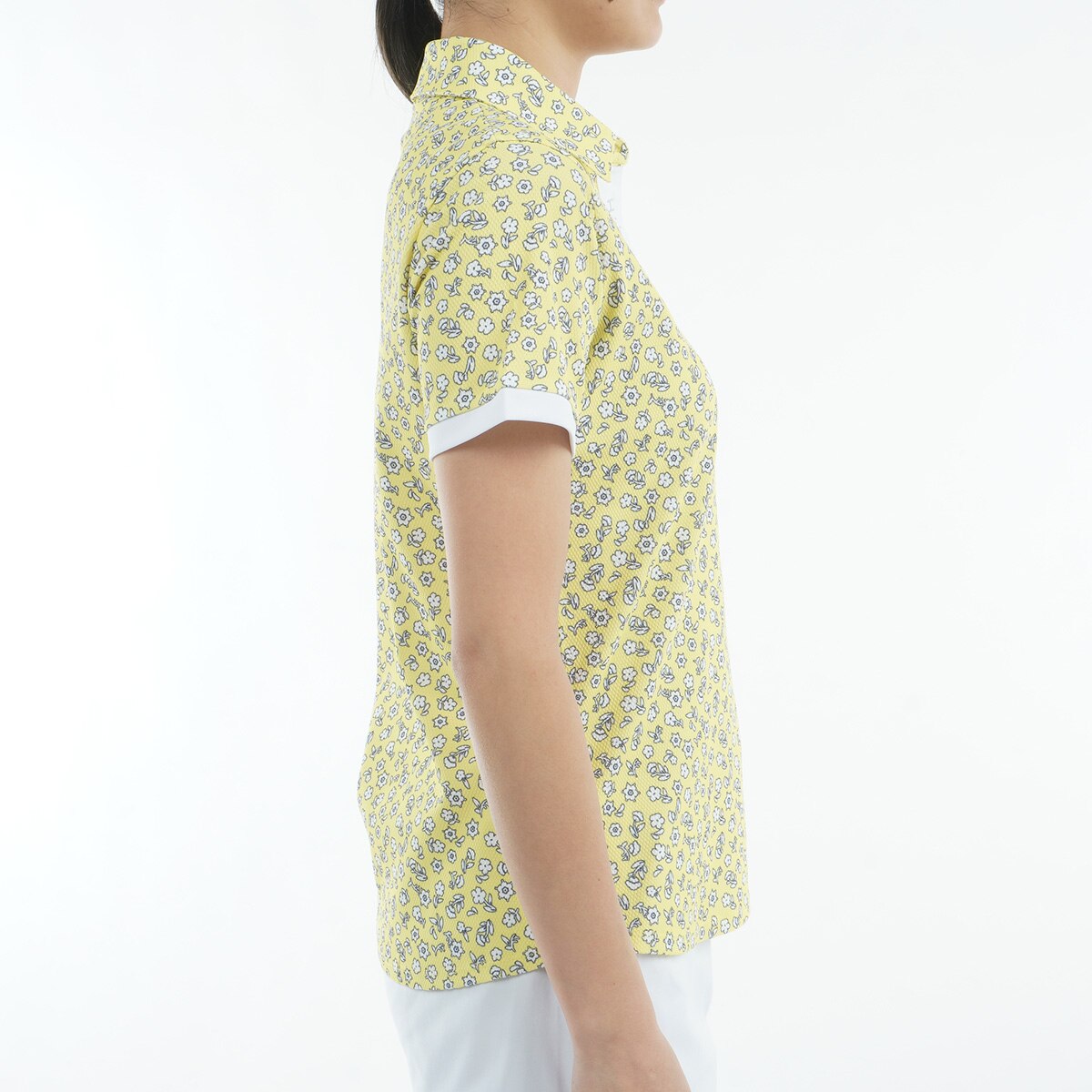 セール・アウトレット】ドット＆フラワープリント 半袖ポロシャツ