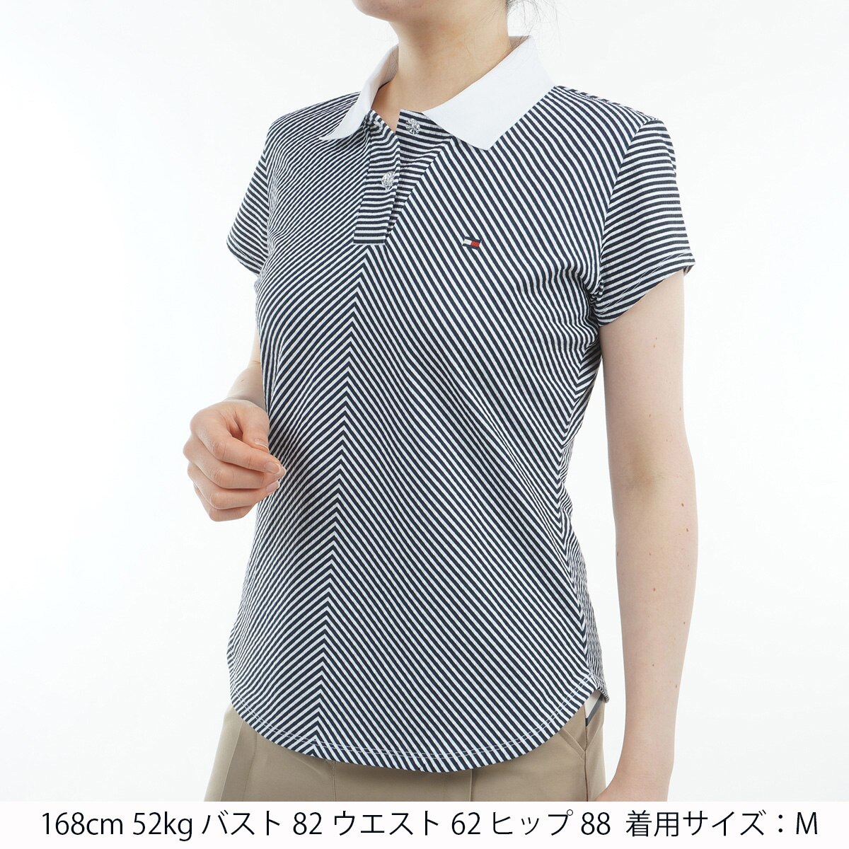 セール・アウトレット】ストライプ キャップスリーブポロシャツ