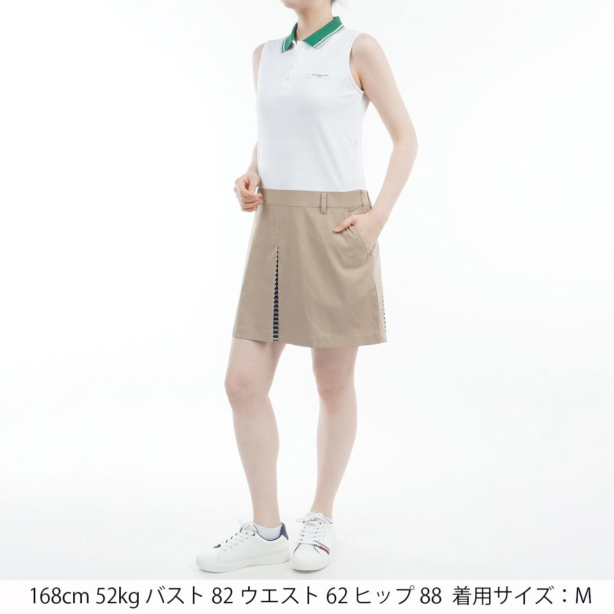 アウトレット】ストレッチ ノースリーブ コンビシャツワンピース