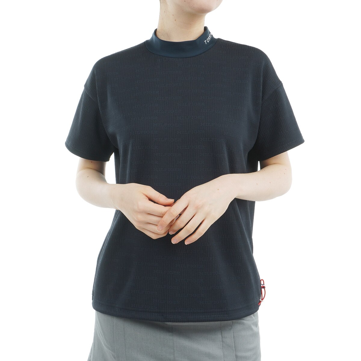 美品✦BRIEFING ✦モックネックシャツ✦ コヨーテ✦ S ジャカードリラックス モックネック半袖シャツ レディス(半袖シャツ