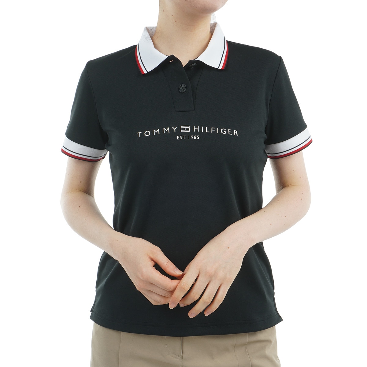   - 【新品】  Golf トミー ロゴ ポロシャツ 半袖 フロントロゴ ホワイトカラー半袖ポロシャツ レディス(半袖