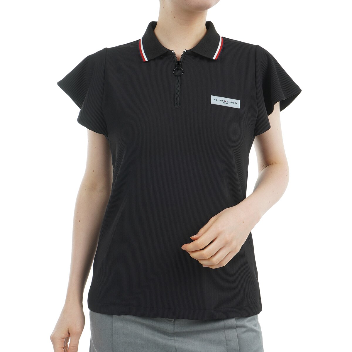 新品 トミーヒルフィガー ストレッチ ポロシャツ (L) オフホワイト