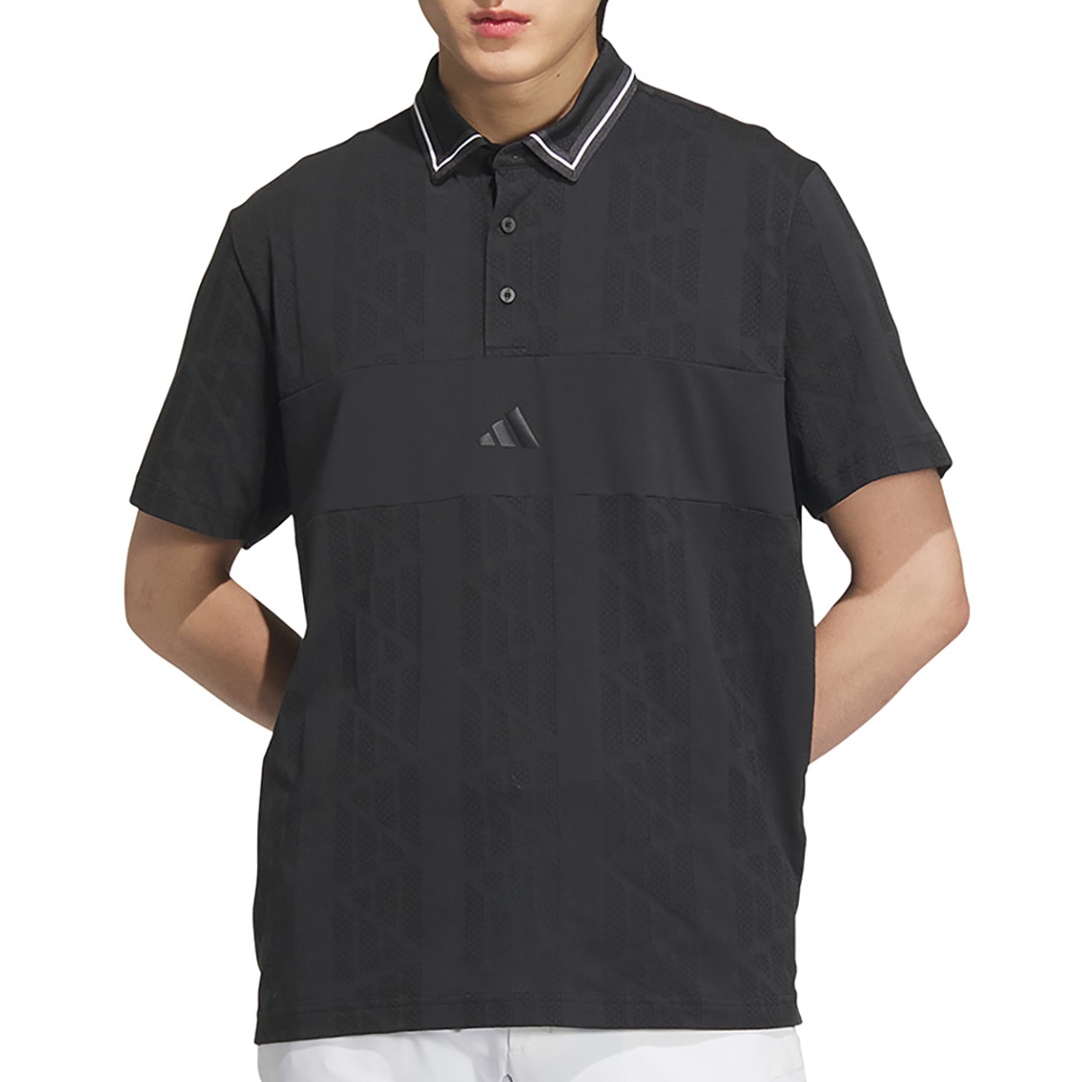 【adidas GOLF/アディダス】ジャガード スタンドカラー半袖ポロシャツM セール】PRIMEKNIT ジャカード 半袖ポロシャツ【adidas Golf