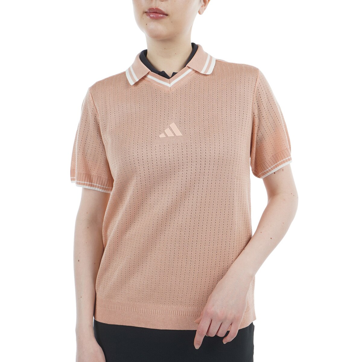 adidas golf アディダスゴルフ ニット素材 半袖ポロシャツ スキッパー adidas golf アディダスゴルフ ニット素材 半袖ポロシャツ
