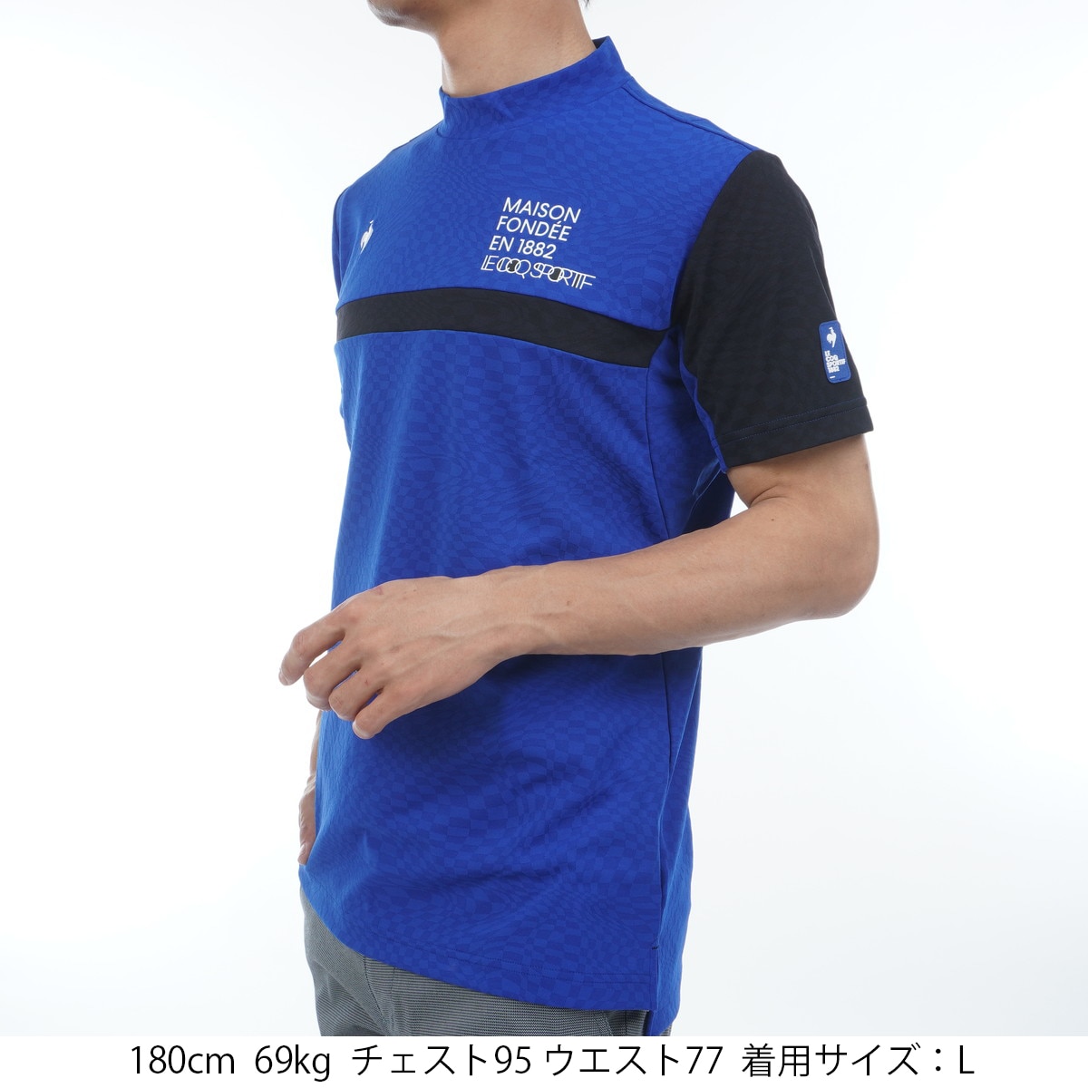 ストレッチ VICHYチェックジャガードモックネック半袖シャツ(半袖