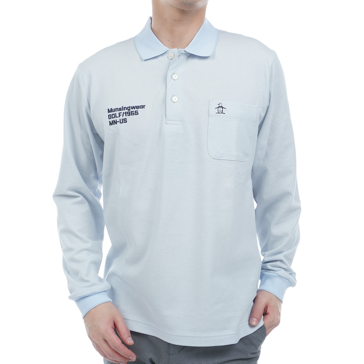 【新品】マンシングウェア MG5SLS25M ドット鹿の子長袖ポロシャツ マンシングウェア Munsingwear サンスクリーンNIRドット鹿の子