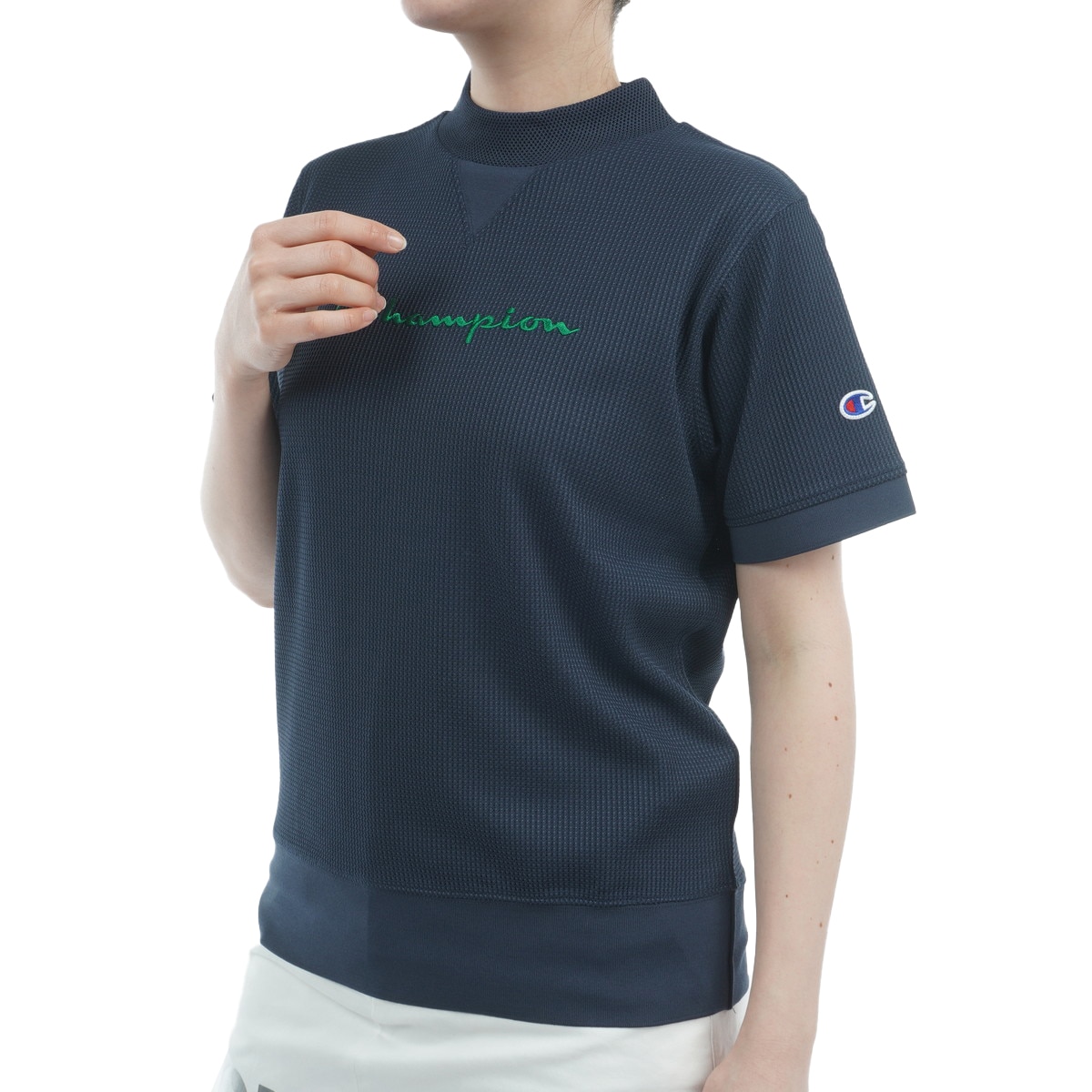 ライトドライワッフル 半袖モックネックシャツ レディス(半袖