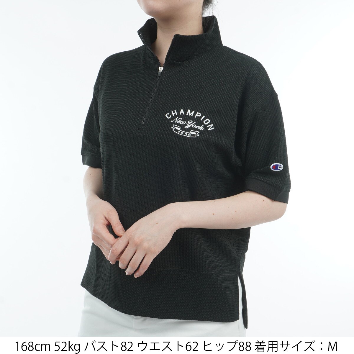 Champion GOLF　ライトドライワッフル 半袖モックネックシャツ M ライトドライワッフル 半袖モックネックシャツ レディス(半袖