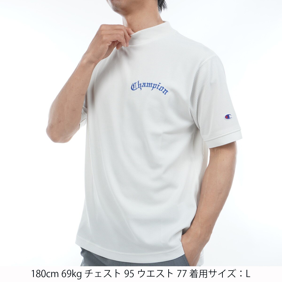 ライトドライワッフル リラックスフィット 半袖モックネック