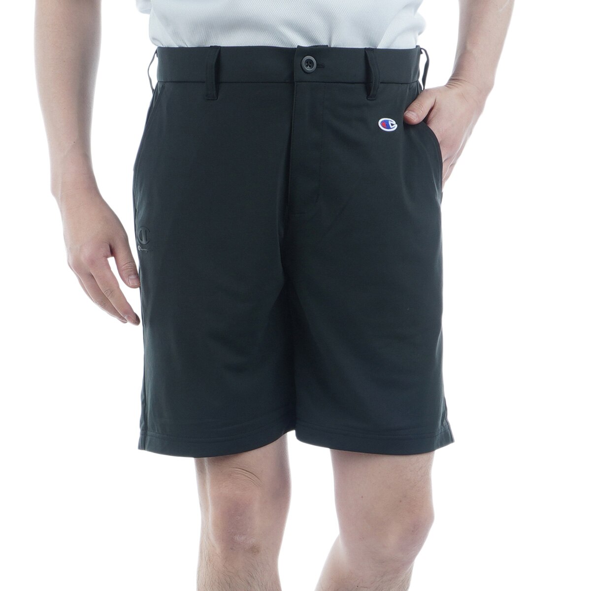 Champion ゴルフパンツ ディープグリーン ソリッドストレッチジャージ ウエストゴム仕様 ショートパンツ