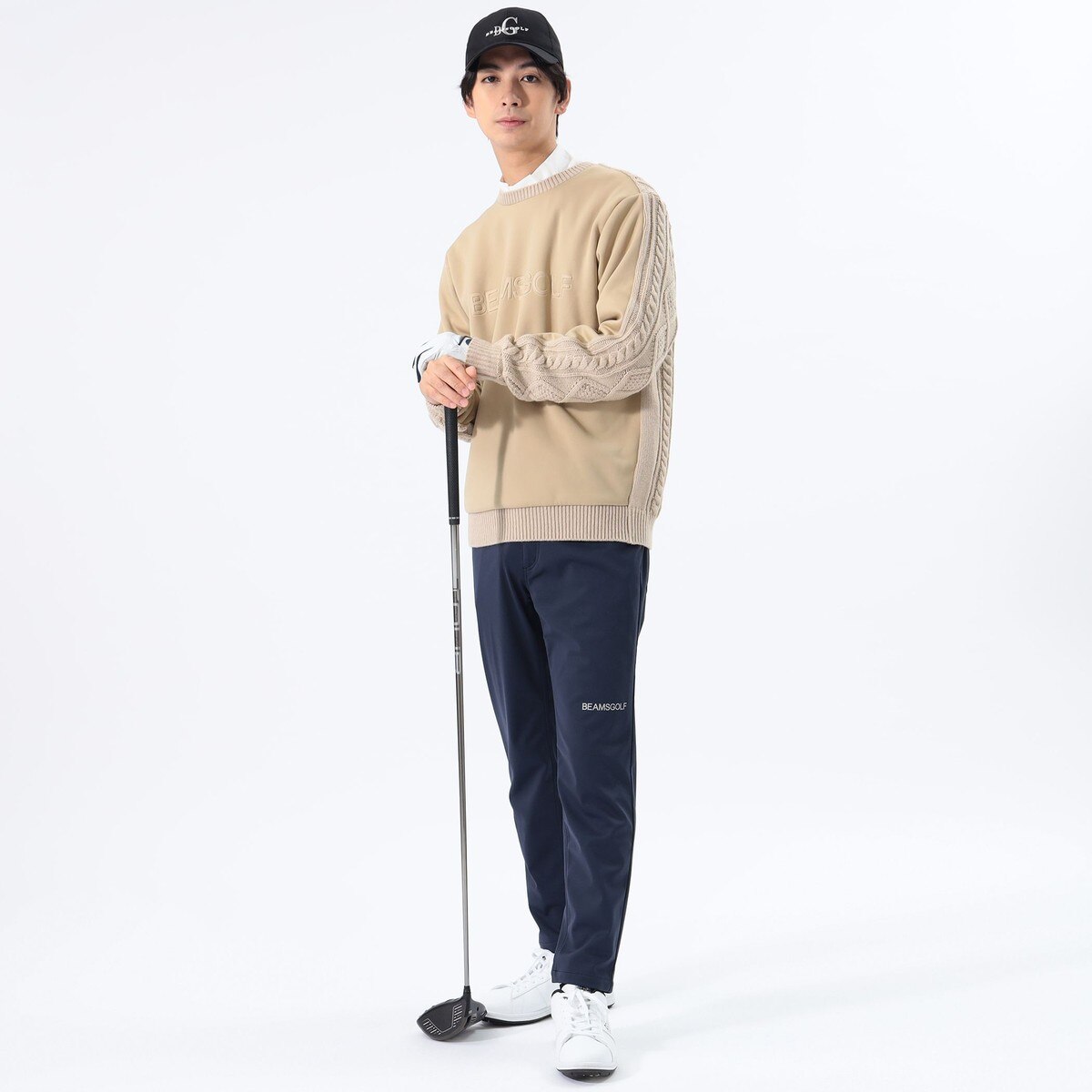 ORANGE LABEL 裏起毛 ドッキングニット プルオーバー(中間着