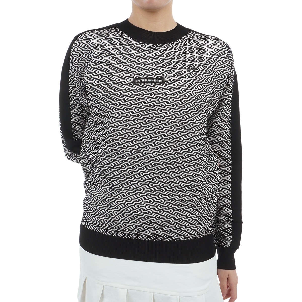 【新品33,000円】マスターバニー　ボンボンセーター　レディース1ゴルフウェア セール・アウトレット】ボーダータック 丸首セーター レディス(中間着