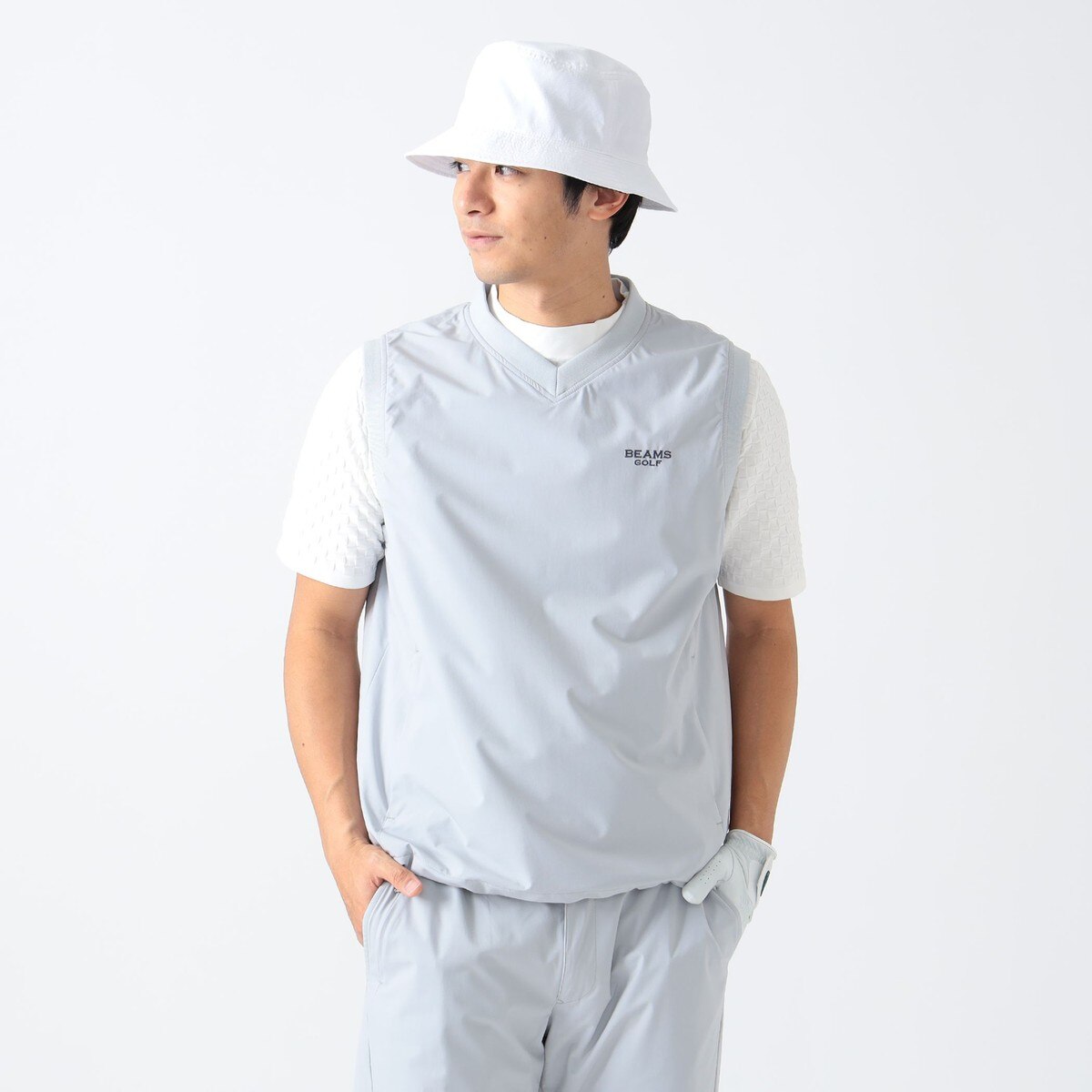 サイズ：L BEAMS GOLF ビームスゴルフ  フード付 裏起毛 ジップベスト  グレー系 [240101439782] ゴルフウェア メンズ ストスト ビームスゴルフ ベスト メンズ 通販｜GDOゴルフショップ