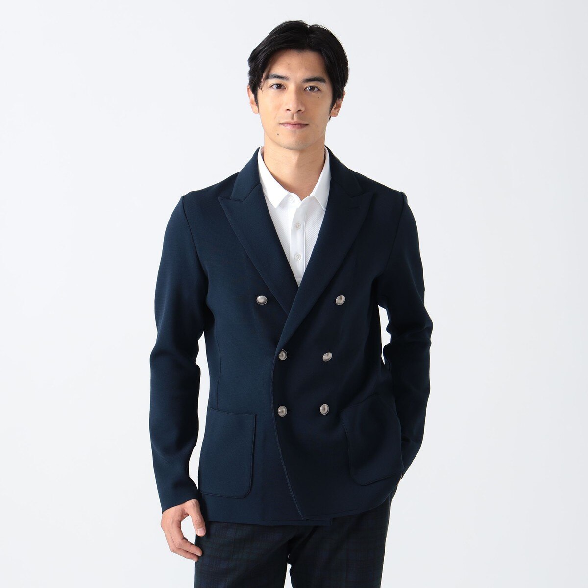 PURPLE LABEL ミラノリブ ニット ダブルジャケット(アウター(ブルゾン