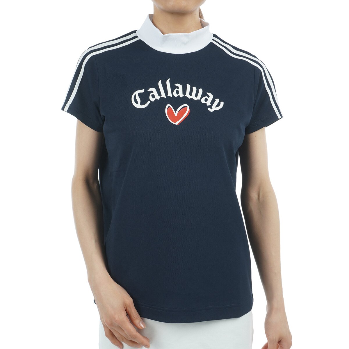 新品 キャロウェイ モックネック 半袖 肩ライン Mサイズ ネイビー Callaway 新作 キャロウェイ ゴルフ メンズ ウェア 半袖 モック
