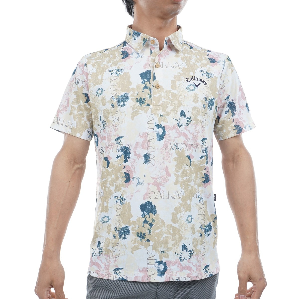 セール・アウトレット】-3℃裏クールフラワープリント 鹿の子半袖