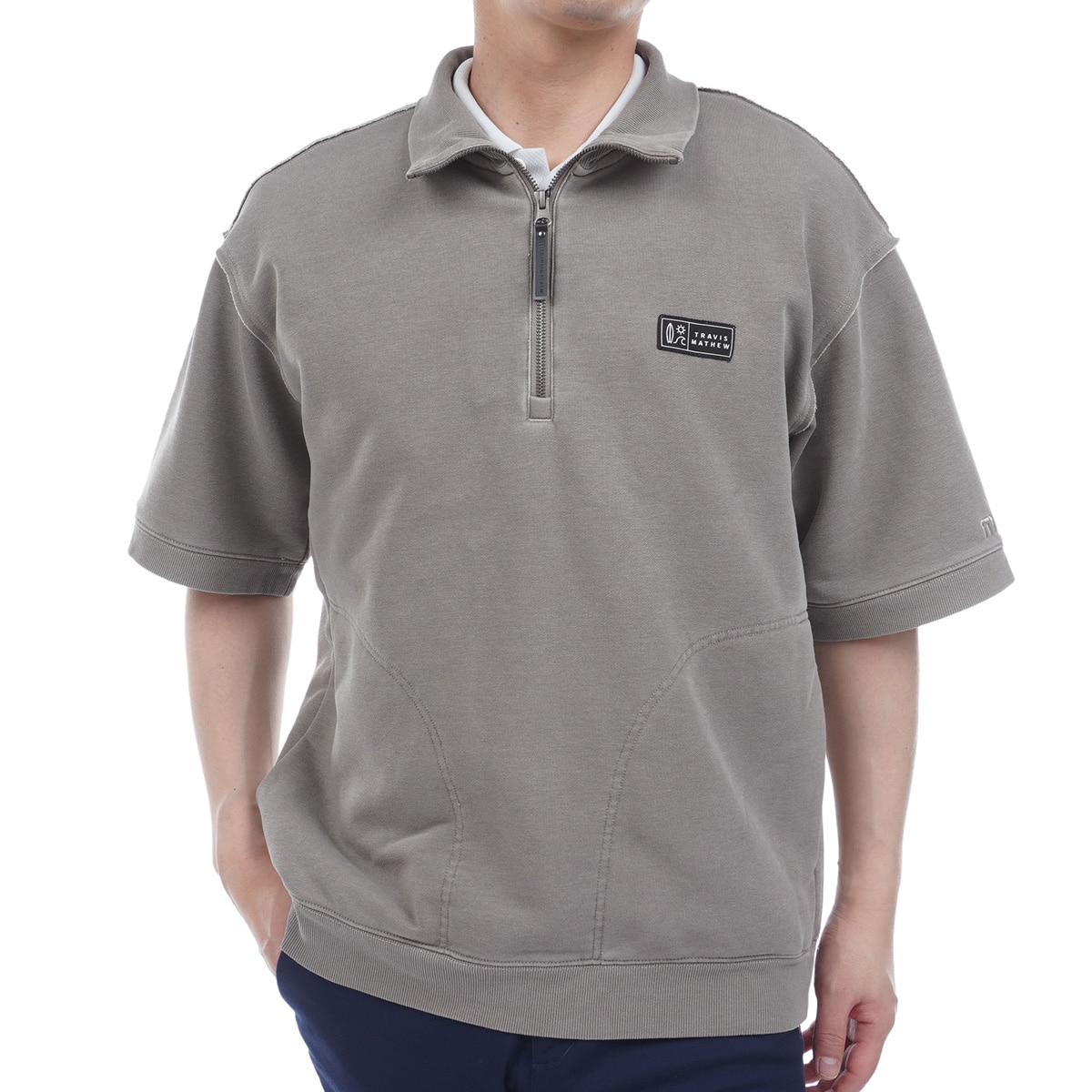 セール・アウトレット】クォータージップスウェット半袖シャツ(中間着