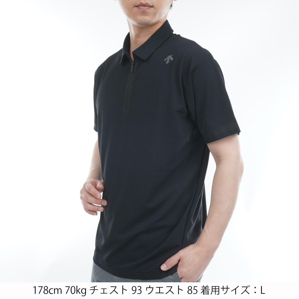 【入手困難】デサントゴルフ ハイゲージ 切替 ストレッチ ポロシャツ M 黒 入手困難】デサントゴルフ ハイゲージ 切替 ストレッチ