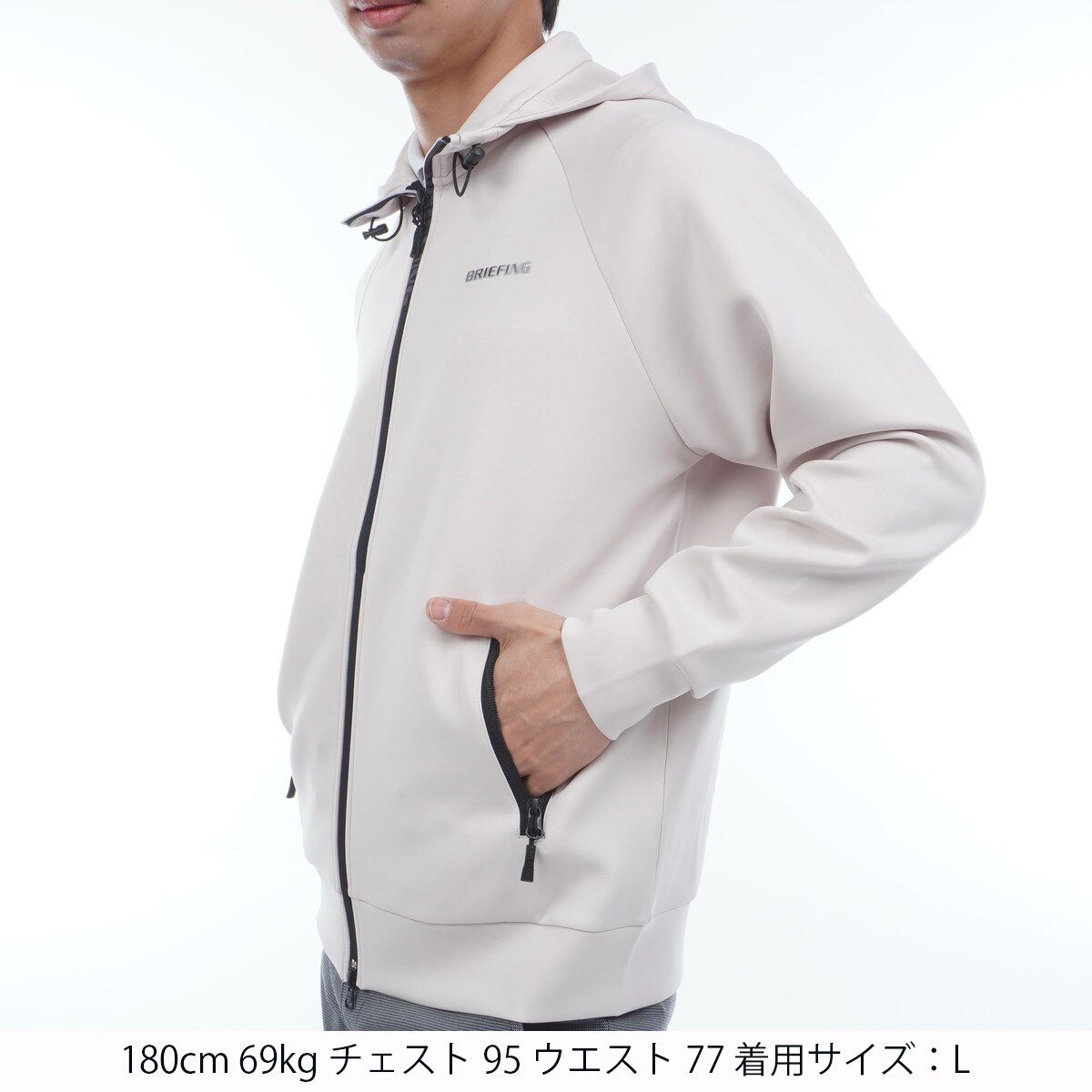 人気商品！BRIEFING ブリーフィング 3Dロゴパーカー グレー ストレッチ ミニ 3D ロゴ フーディー(中間着(セーター