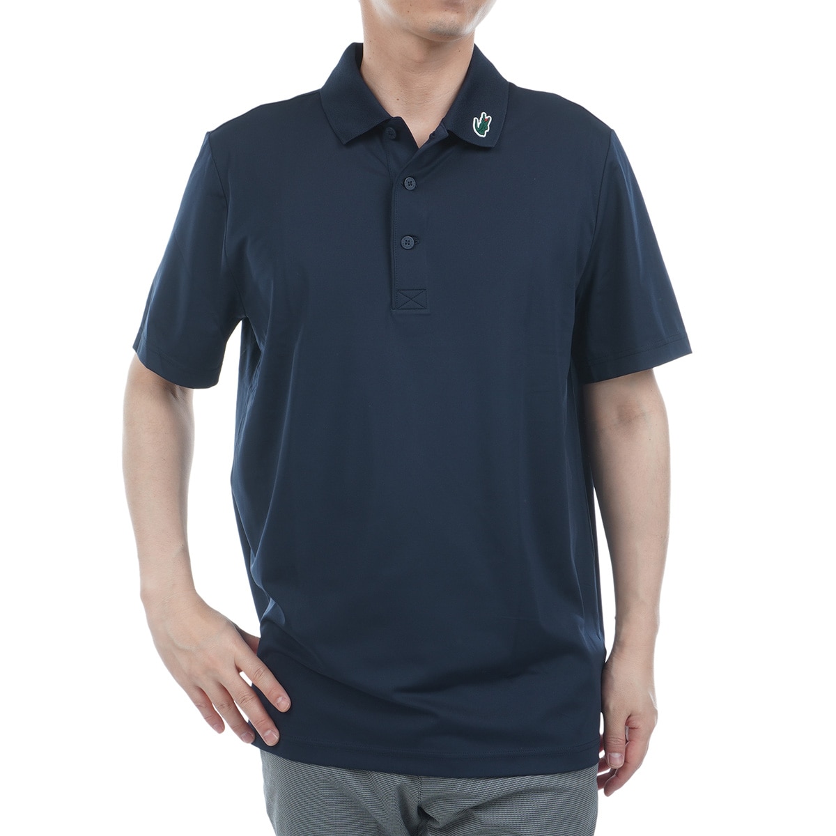 LACOSTE ゴルフシャツ M 青色 DRY機能 ラコステ LACOSTE ウルトラドライ仕様ストレッチゴルフ