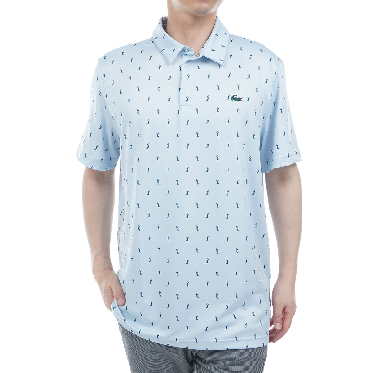 【美品】St ANDREWS セントアンドリュース 総柄半袖ポロシャツ ロゴ刺繍 新品タグ付き♪セントアンドリュース 半袖ポロシャツ 総柄 ストレッチ