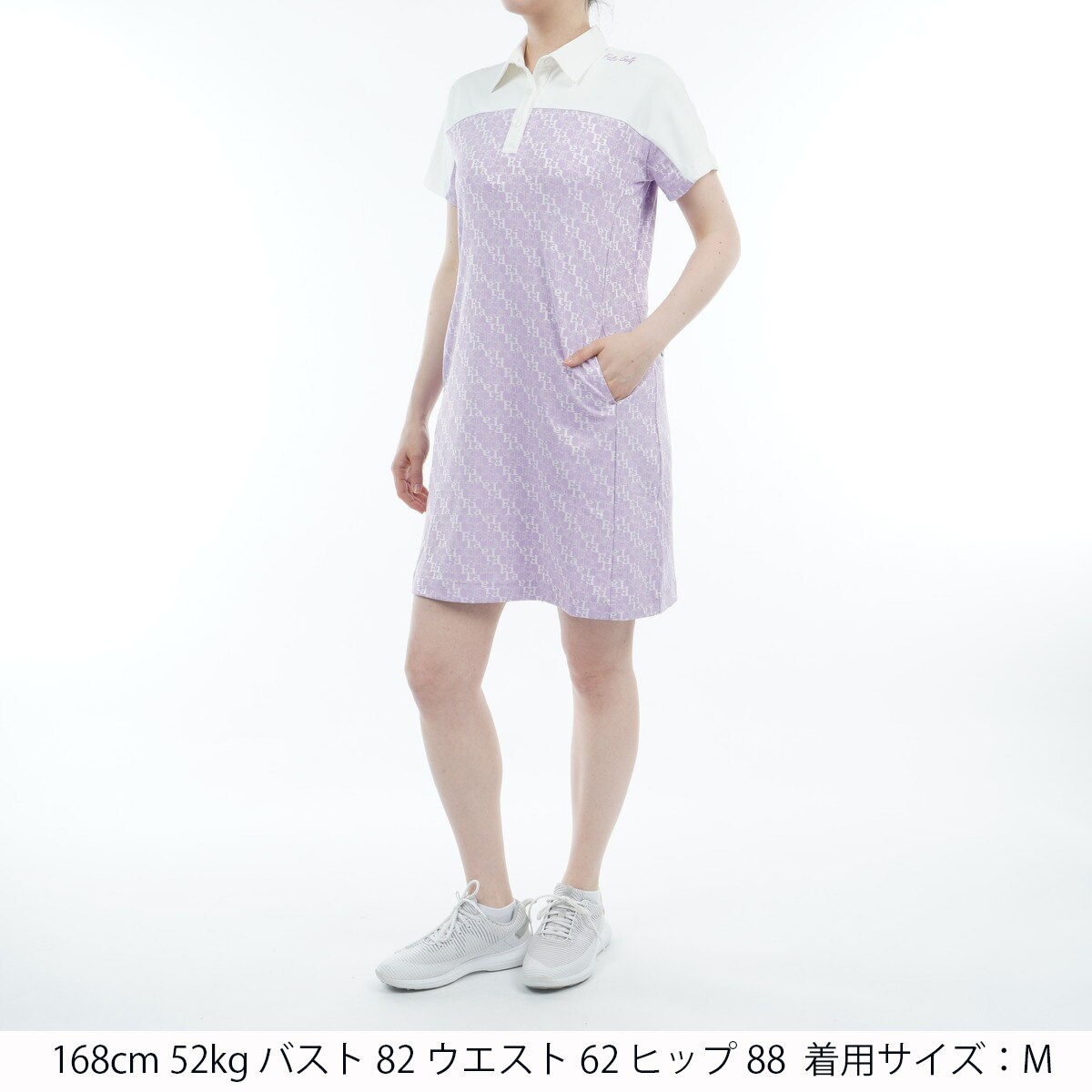 FILAフィラ＊ランダム切り替え ジャガードストライプワンピースL セール】【FILA GOLF/フィラゴルフ】レディース総柄ジャガード