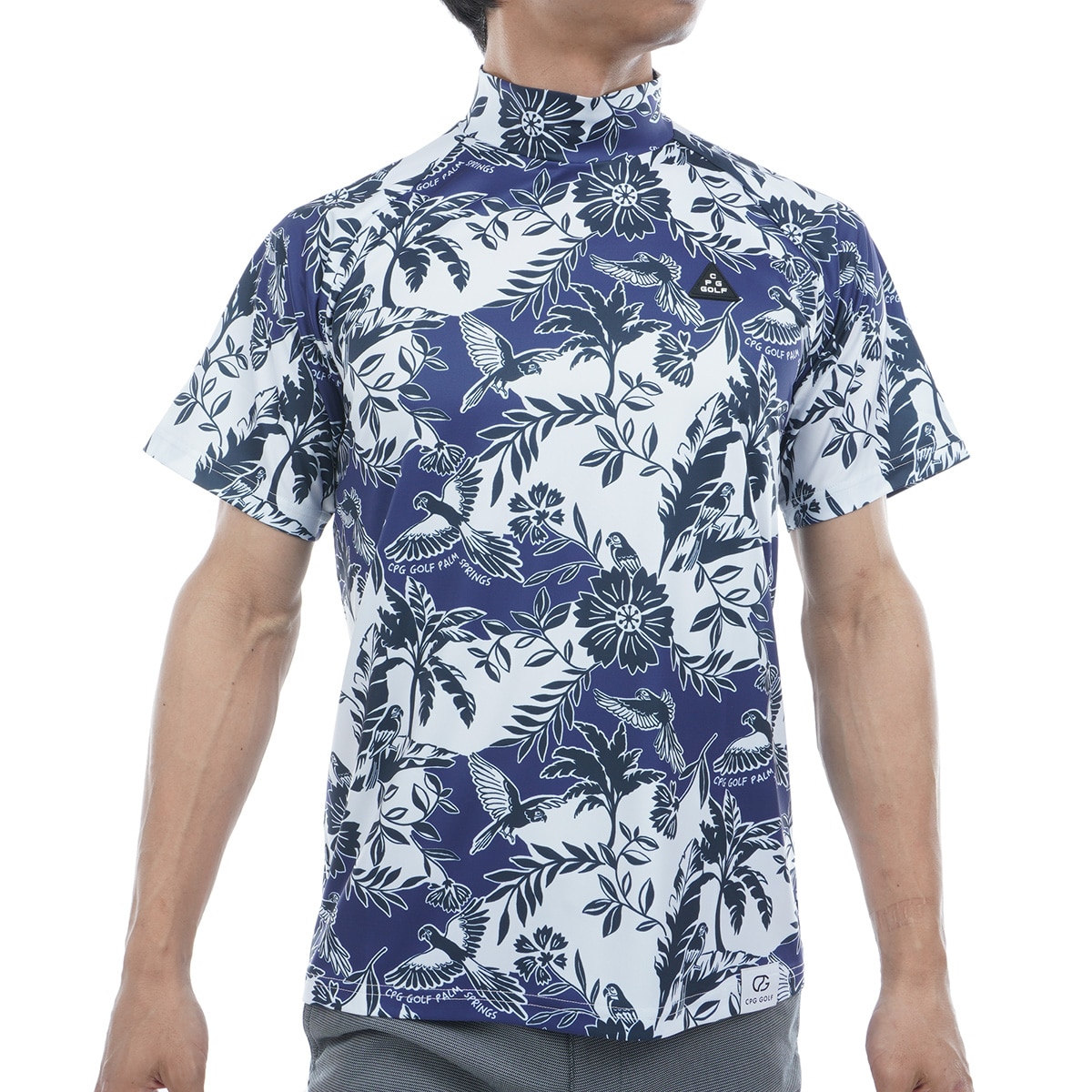 【新品未使用,タグ付き】CPG GOLF スタンドネック半袖カットソー セール・アウトレット】ビッグロゴ モックネック半袖シャツ レディス