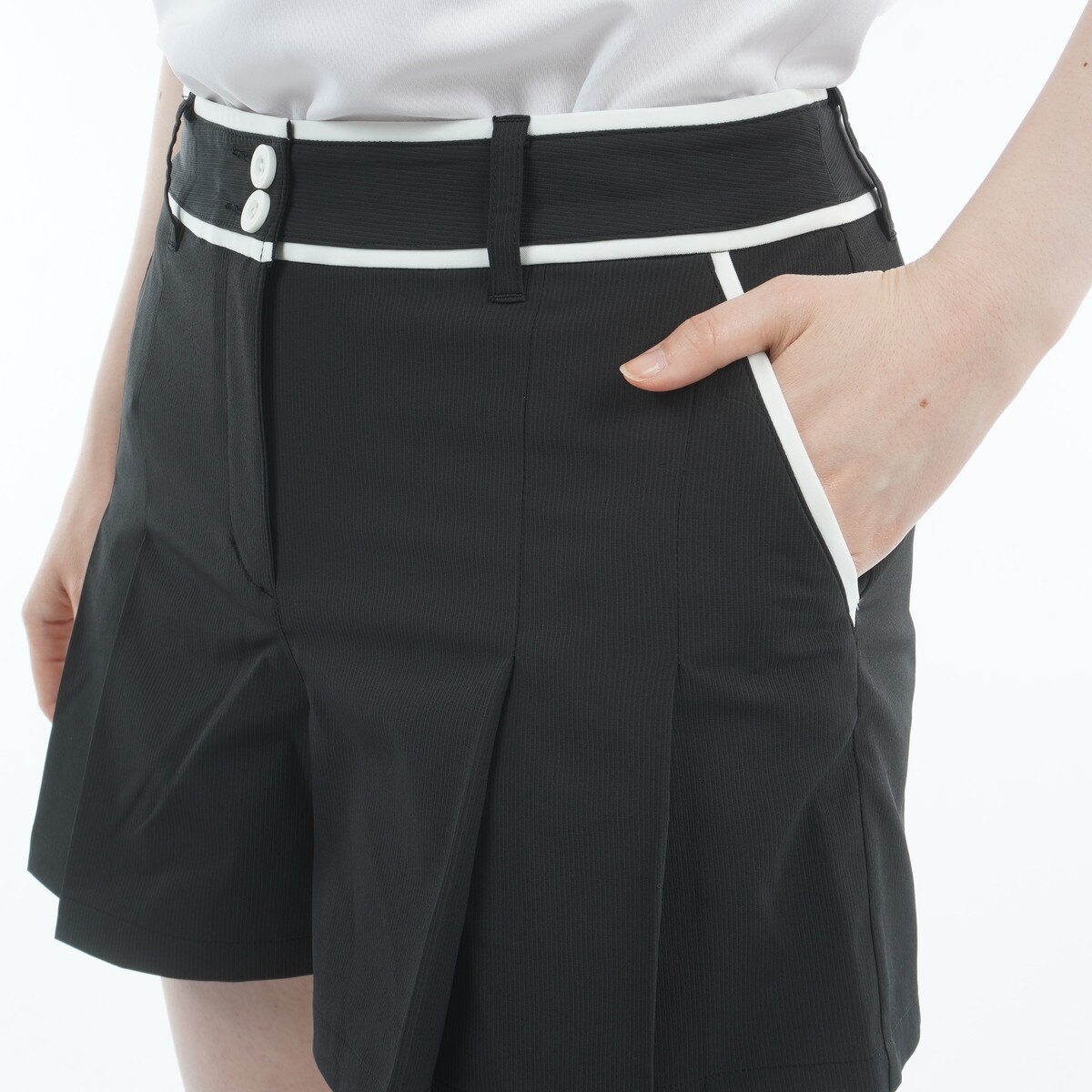 セール・アウトレット】ストレッチ ストライプ プリーツ ショート