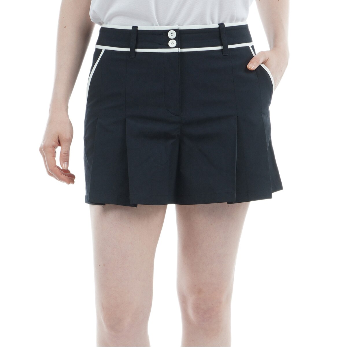 BRIEFING ネイビー プリーツスカート ショートパンツ 未使用品 ストレッチ ストライプ プリーツ ショートパンツ レディス